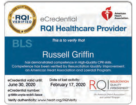 RQI eCredential card